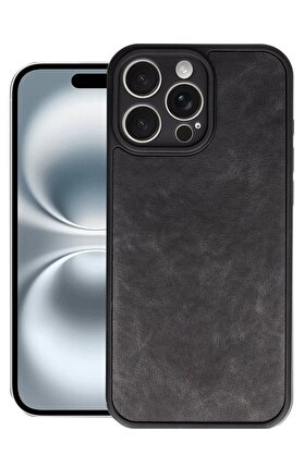 CepteToptan iPhone 16 Pro Max Kılıf Aras Deri Kapak - Siyah - DROPX6474-7122