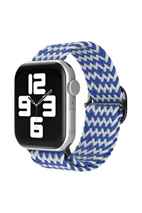 CepteToptan Apple Watch 38mm Star Kordon - Zigzag Beyaz-Mavi - DROPX1133-5500