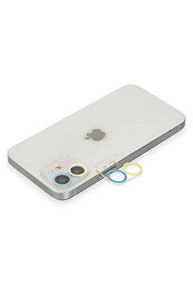 CepteToptan iPhone 11 Renkli Kamera Lens Koruma Cam - Sarı-Mavi - DROPX8766-5514