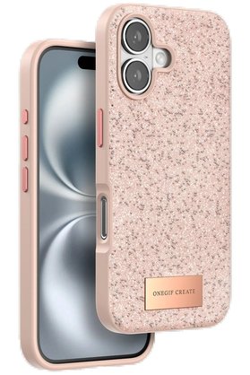 CepteToptan Onegif iPhone 16 Plus Bright Simli Kapak - Pembe