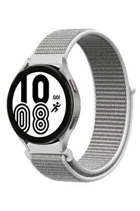 CepteToptan Samsung Galaxy Watch 4 Hasırlı Cırtcırtlı Kordon - Beyaz - DROPX6370-7710