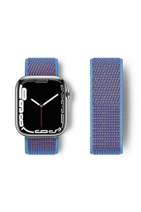 CepteToptan Apple Watch 42mm Hasırlı Cırtcırtlı Kordon - Mor - DROPX2906-4160