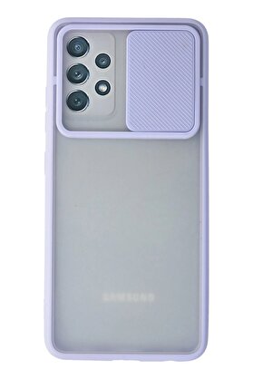 CepteToptan Samsung Galaxy A72 Kılıf Palm Buzlu Kamera Sürgülü Silikon - Lila - DROPX3096-6507