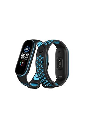 CepteToptan Xiaomi Mi Band 4 Spor Delikli Kordon - Siyah-Mavi - DROPX7167-9744