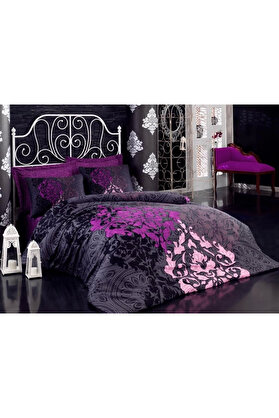 gizmurstore Cotton Box Kösem Sultan Mürdüm Royal Saten Nevresim Takımı Çift Kişilik