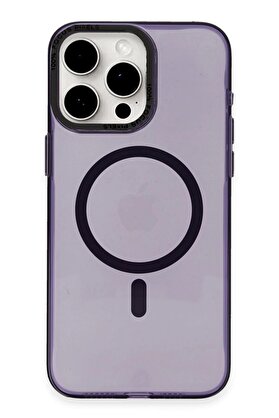CepteToptan iPhone 15 Pro Kılıf Anka PC Magneticsafe Sert Metal Kapak - Mor - DROPX4306-8568