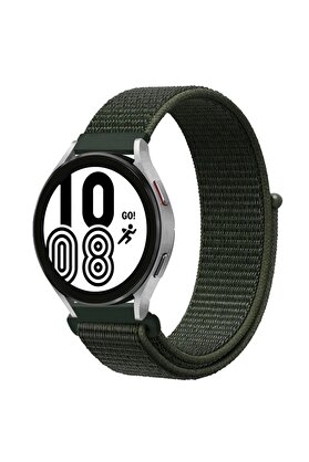 CepteToptan Samsung Galaxy Watch 4 Hasırlı Cırtcırtlı Kordon - Haki Yeşil - DROPX6333-7728