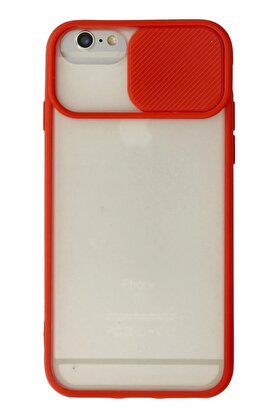 CepteToptan iPhone 6 Kılıf Palm Buzlu Kamera Sürgülü Silikon - Kırmızı - DROPX8693-6357