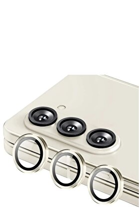 CepteToptan Samsung Galaxy Z Fold 5 Valdez Metal Kamera Lens - Krem - DROPX2456-4288