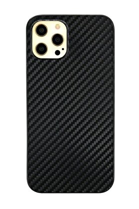 CepteToptan iPhone 12 Pro Max Kılıf Karbon PP Silikon - Siyah - DROPX9281-2643