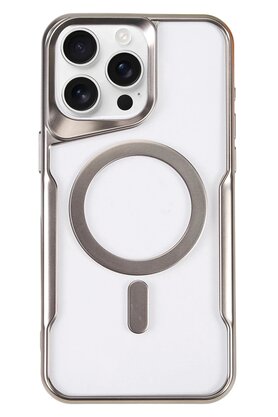 CepteToptan iPhone 16 Pro Kılıf Boyi Magsafe Silikon Kapak - Gümüş - DROPX6492-9480