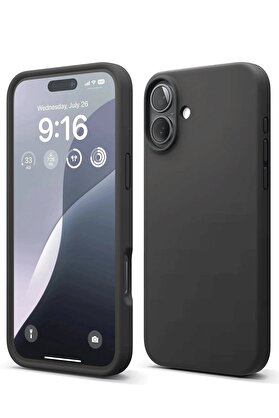 CepteToptan iPhone 16 Plus Kılıf Nano içi Kadife Silikon - Siyah - DROPX3993-3812