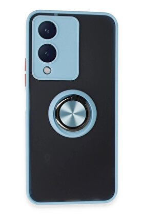 CepteToptan Vivo Y17S Kılıf Montreal Yüzüklü Silikon Kapak - Buz Mavi - DROPX1416-6216