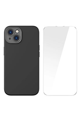 CepteToptan Liquid Silica Gel iPhone 14 Plus 6.7 Magsafe Silikon Kılıf + Tempered Ekran Ko - DROPX2962-3361
