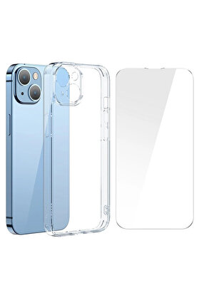 CepteToptan SuperCeramic Series iPhone 14 6.1 Koruyucu Cam Kılıf + Full Tempered Ekran Kor - DROPX9842-9933