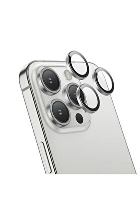 CepteToptan HOCO Crystal Clear iPhone 15 Pro-15 Pro Max HD 3D Metal Çerçeveli Kamera Koruy - DROPX9008-4140
