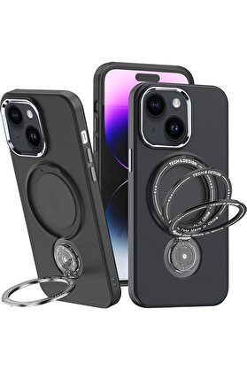 CepteToptan ALLY iPhone 15 Plus İçin Magsafe Uyumlu Standlı Manyetik Silikon Kılıf-(190 - DROPX8162-4605