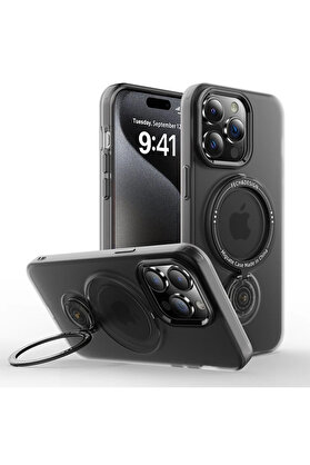 CepteToptan ALLY iPhone 15 Pro Max İçin Magsafe Uyumlu Standlı Manyetik Silikon Kılıf-( - DROPX6011-7598