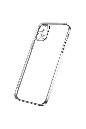 CepteToptan ALLY İPhone 12 Pro 6.1 Metal Görünümlü Darbeye Dayanıklı Silikon Kılıf- - DROPX5949-7022