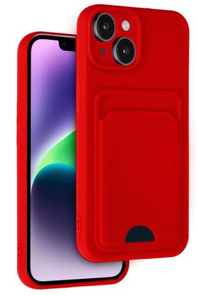 Toptan Bulurum iPhone 14 Kılıf Kelvin Kartvizitli Silikon - Kırmızı