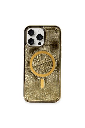 Toptan Bulurum iPhone 16 Pro Kılıf Diamond Magsafe Kapak - Gold