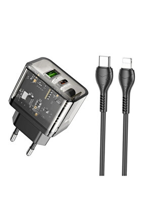 gizmurstore HOCO N34 PD20W USB+Type-C + iPhone Lightning Kablo Hızlı Şarj Adaptör Seti-(5775 - GMS9982-4702