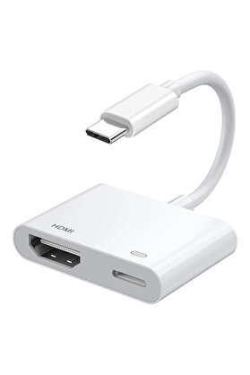CepteToptan ALLY İPhone 15 Type-c to Type-c + HDMI Çevirici Kablo Dijital AV Adaptörü-(1 - DROPX2339-7475
