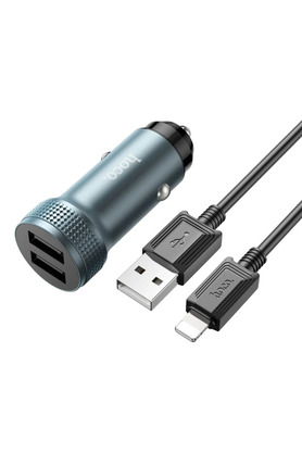 MKR HOCO Z49 Çift USB Girişli Araç Şarj Başlık + USB To iPhone Lightning Kablo-(5775)