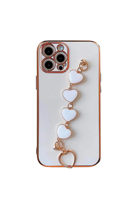 CepteToptan Ally iPhone 11 Pro Max 6.5inç Kılıf Kalp Bileklik Tutuculu Lüx Silikon Askı - DROPX1589-7272