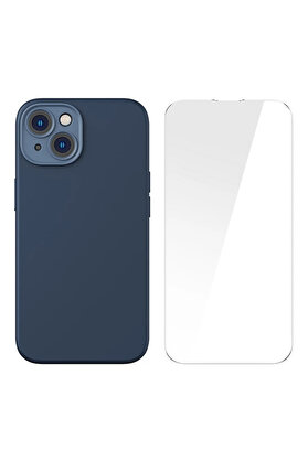 CepteToptan Liquid Silica Gel iPhone 14 6.1 Magsafe Silikon Kılıf + Tempered Ekran Koruyuc - DROPX7270-5894