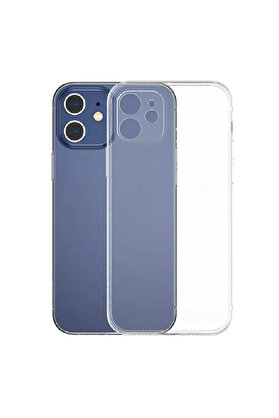 CepteToptan Simple Case iPhone 12 6.1 İnce Şeffaf Silikon Kılıf Kamera Korumalı-(1903) - DROPX1701-4292