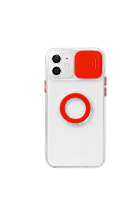 CepteToptan Ally iPhone 12 Mini 5.4inç Kılıf Sürgülü Kamera Lens Korumalı Yüzük Sta - DROPX7268-6433