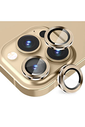 CepteToptan ALLY iPhone 14 Pro-14 Pro Max 3D Metal Çerçeveli Kamera Lens Koruyucu-(1903) - DROPX6995-4820