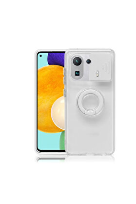 CepteToptan Ally Xiaomi Mi 11 Pro Kılıf Sürgülü Kamera Lens Korumalı Yüzük Standlı - DROPX3259-4344