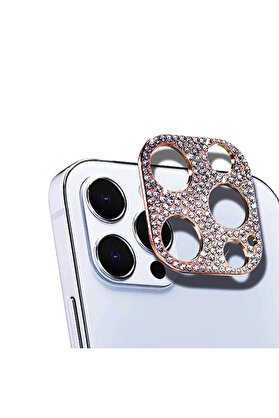 DropCep ALLY İPhone 12 Pro Max Kamera Koruyucu Lens Diamond Taş İşlemeli-(1903) - Ogz3653-2430