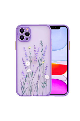 CepteToptan iPhone 12 Pro 6.1inç Kamera Korumalı Çiçek Desenli Silikon Kılıf-(1903) - DROPX3953-5113