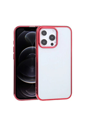 CepteToptan İPhone 13 Pro Max 6.7inç Uyumlu Lazer Kaplama Renkli Kenar Şeffaf Kılıf-(1903) - Dropx8237-7562