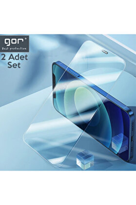CepteToptan GOR İPhone 12/12 Pro 6.1 Best Full Tempered Cam Ekran Koruyucu 2Adet+Takma Apar - DROPX9073-8025