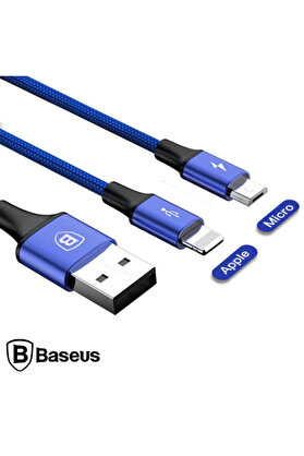 CepteToptan Rapid Series 2in1 İphone+ Micro Usb 3.0A Usb Kablo Şarj 120cm-(1903) - DROPX9627-4910