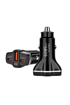 CepteToptan ALLY PD62 2xType-C + USB 78W Araç Çakmaklık Hızlı Şarj Aleti Araç Şarjı - DROPX4231-8319