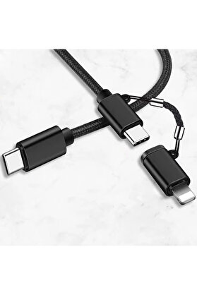 tgzm ALLY 2in1 USB Type C 60W Hızlı Şarj PD Kablosu+iPhone Başlık USB Kablo-(5775) - TGZ8834-7395