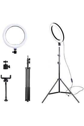 feifei ALLY 10 İnch Halka Led Tripod(1.30M)Youtuber Video Selfie Stüdyo Makyaj Işığı- - HBY6197-5524