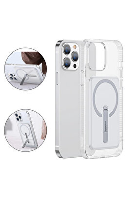 CepteToptan iPhone 13 Pro 6.1inç Manyetik Magsafe Standlı Silikon Kılıf-(1903) - DROPX1584-6665