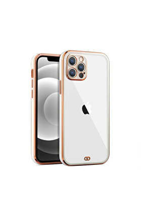 CepteToptan iPhone 12 Pro 6.1inç Gold Çerçeve Kamera Korumalı Bumper Kılıf-(1903) - DROPX9346-5976
