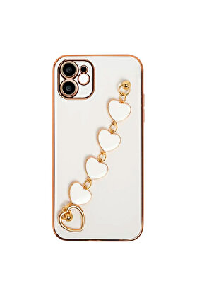 CepteToptan Ally iPhone 12 6.1inç Kılıf Kalp Bileklik Tutuculu Lüx Silikon Askılı Kıl - DROPX9633-9258