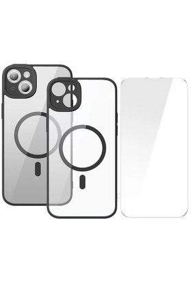 CepteToptan Frame Series iPhone 14 6.1 Kamera Koruyuculu Magsafe Kılıf + Tempered Ekran Ko - DROPX3725-7753