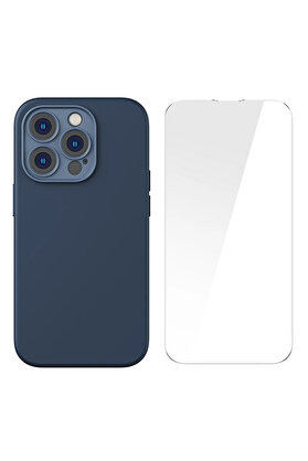 CepteToptan Liquid Silica Gel iPhone 14 Pro 6.1 Magsafe Silikon Kılıf + Tempered Ekran Kor - DROPX4102-1217