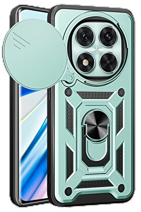 CepteToptan Xiaomi Redmi Note 14 Pro 4G Kılıf Pars Lens Yüzüklü Silikon - Yeşil - DROPX8418-4552