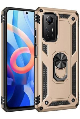 CepteToptan Xiaomi Redmi Note 12S Kılıf Sofya Yüzüklü Silikon Kapak - Gold - DROPX5097-3148