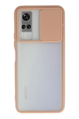 CepteToptan Vivo Y53S Kılıf Palm Buzlu Kamera Sürgülü Silikon - Pembe - DROPX6525-2370